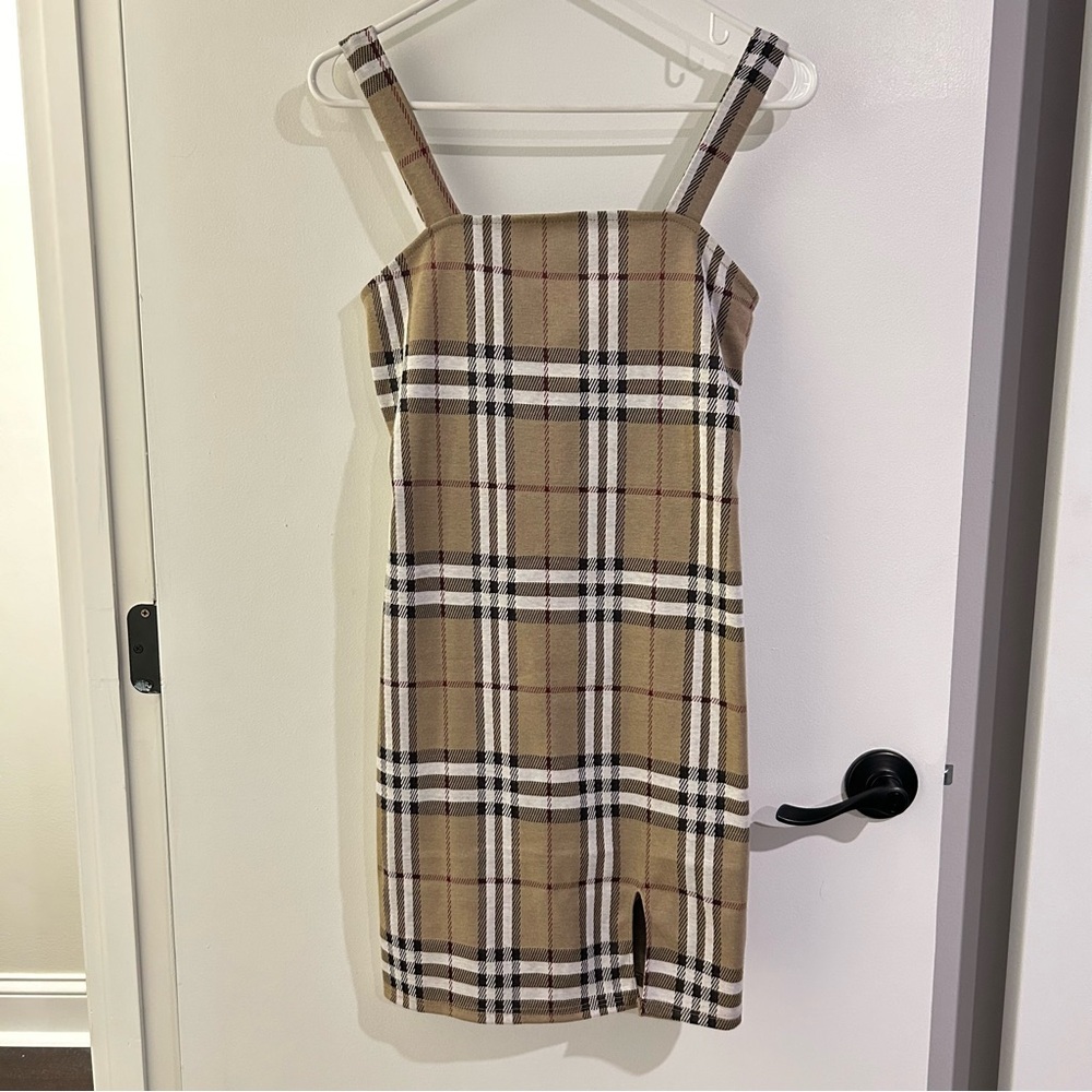 Tan Plaid Dress
